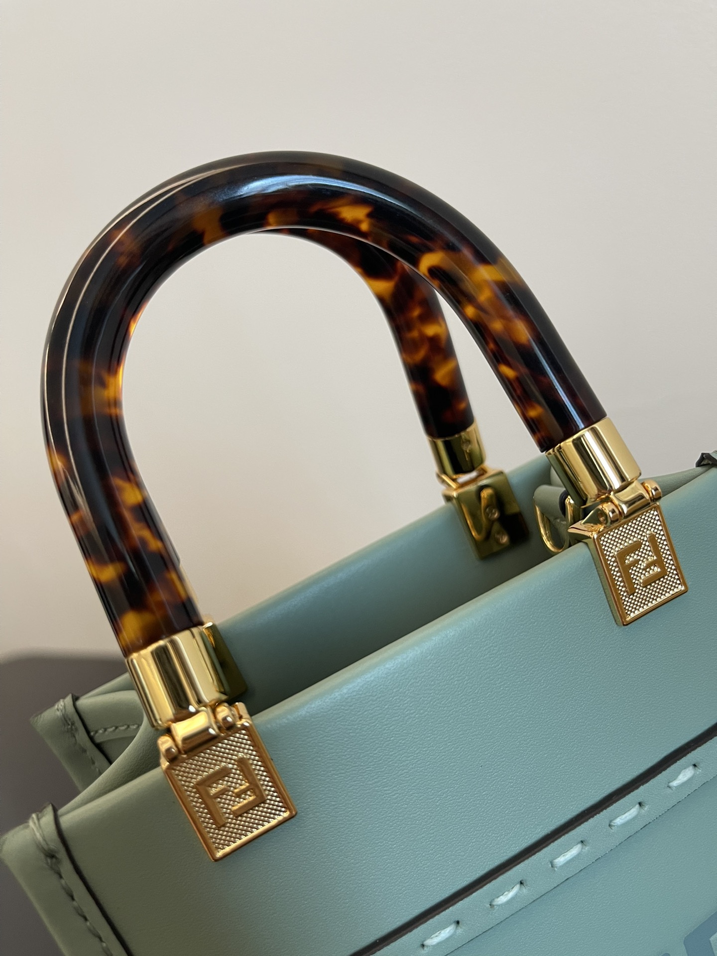 Fendi Mini Sunshine Shopper Sky Blue Leather Bag